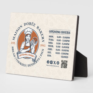 Bakery Pastry Chef Baking Catering Opening Hours Plaque