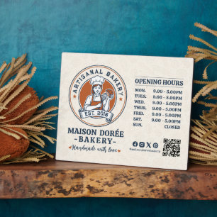Bakery Pastry Chef Baking Catering Opening Hours Plaque