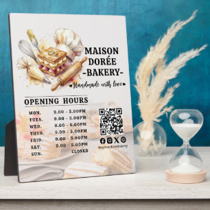 Bakery Pastry Chef Baking Catering Opening Hours Plaque