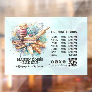 Bakery Pastry Chef Baking Catering Opening Hours Window Cling