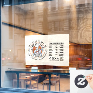 Bakery Pastry Chef Baking Catering Opening Hours Window Cling