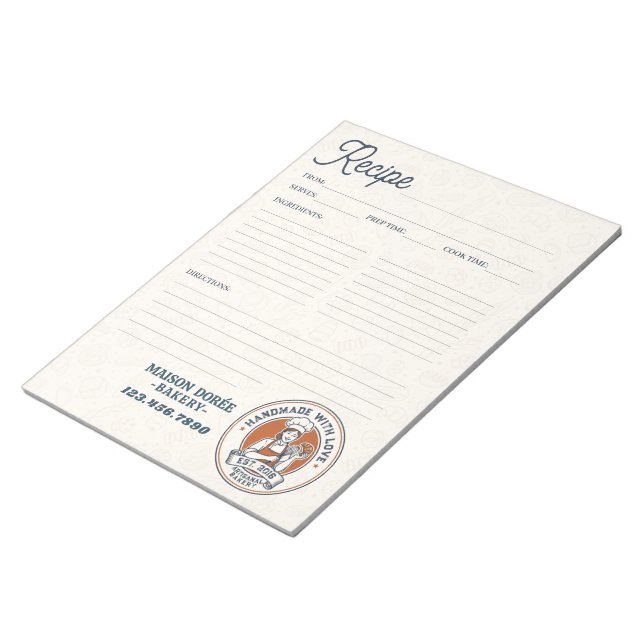 Bakery Pastry Chef Baking Recipe Page Cookbook Notepad (Angled)