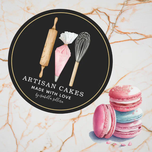 Bakery Pastry Chef Baking Tools Black Labels | Zazzle