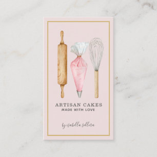 Bakery Pastry Chef Baking Utensils Black Business Card