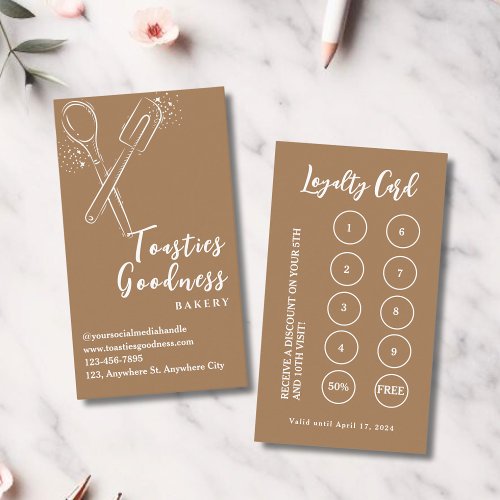 Bakery Pastry Chef Baking Utensils Brown Loyalty Card