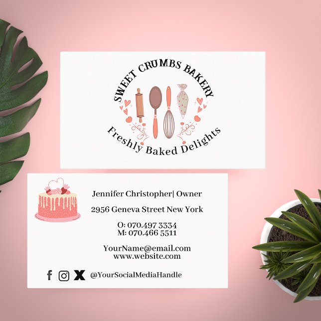 Bakery Pastry Chef Baking Utensils  Business Card (Creator Uploaded)