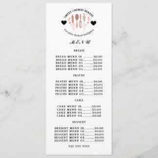 Bakery Pastry Chef Baking Utensils business  Menu