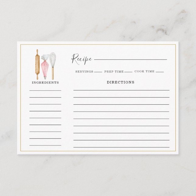 Bakery Pastry Chef Baking Utensils Recipe Note Card (Front)