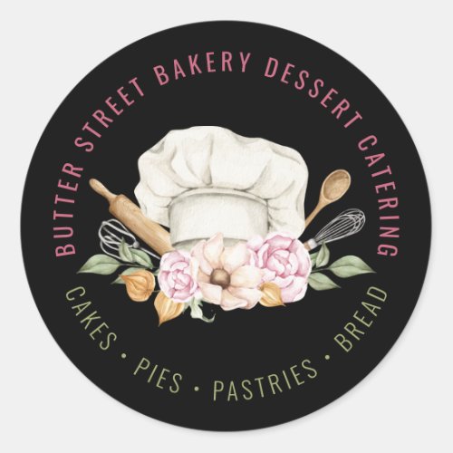 Bakery Pastry Chef Baking Utensils Watercolor  Classic Round Sticker
