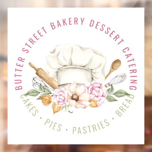Bakery Pastry Chef Baking Utensils Watercolor Window Cling