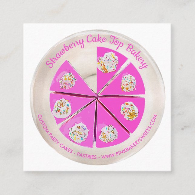 Bakery Pastry Chef Berry Cheesecake Square Business Card (Front)