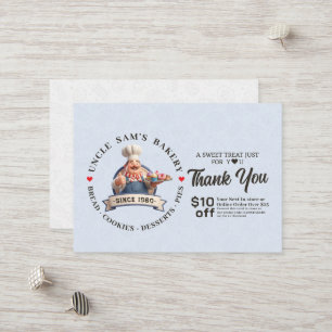 Bakery Pastry Chef Cake Baker Thank You Promo Code Discount Card
