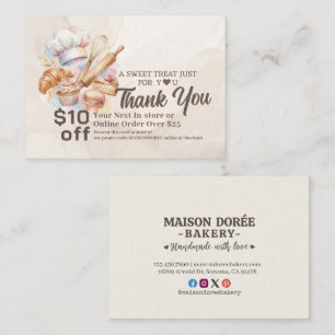 Bakery Pastry Chef Cake Baker Thank You Promo Code Discount Card