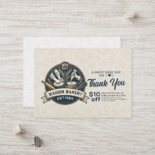Bakery Pastry Chef Cake Baker Thank You Promo Code Discount Card