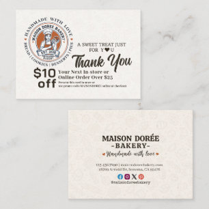 Bakery Pastry Chef Cake Baker Thank You Promo Code Discount Card