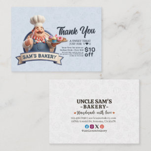Bakery Pastry Chef Cake Baker Thank You Promo Code Discount Card