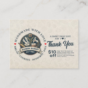 Bakery Pastry Chef Cake Baker Thank You Promo Code Discount Card