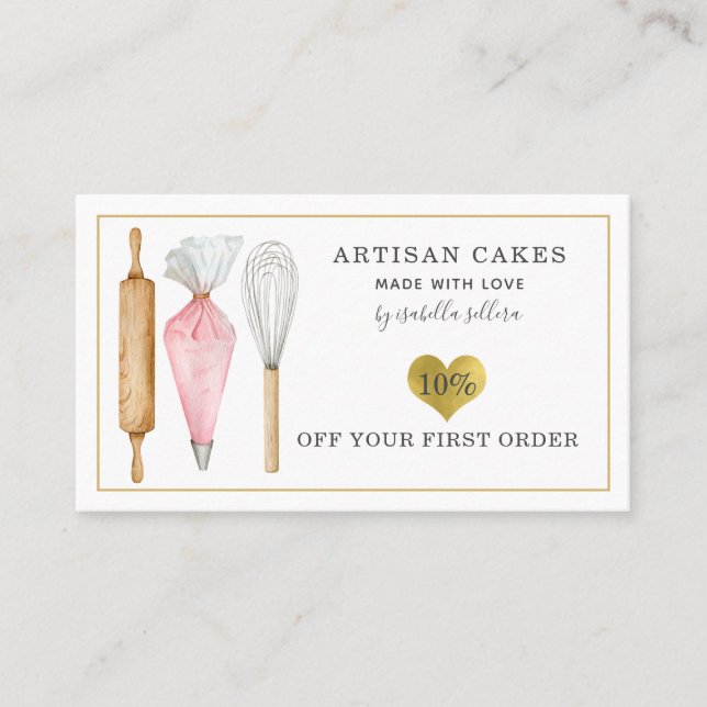 Bakery Pastry Chef Cake Bakers Tools Discount Card (Front)
