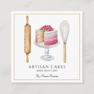 Bakery Pastry Chef Cake Baking Utensils Square Business Card