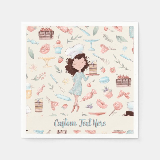 Bakery Pastry Chef Cake Decoration Personalized  Napkins (Front)