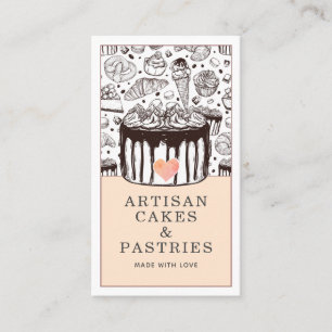 Bakery Pastry Chef Cakes And Pastries Peach Business Card