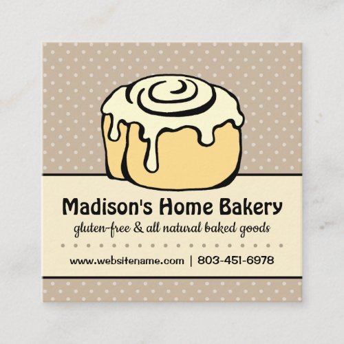 Bakery Pastry Chef Catering Cinnamon Roll Unique Square Business Card