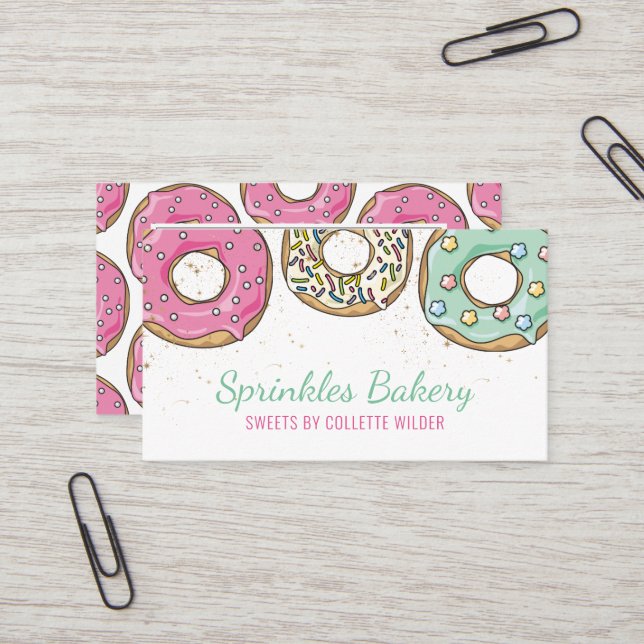 Bakery Pastry Chef Catering Sprinkle Donuts Business Card (Front/Back In Situ)
