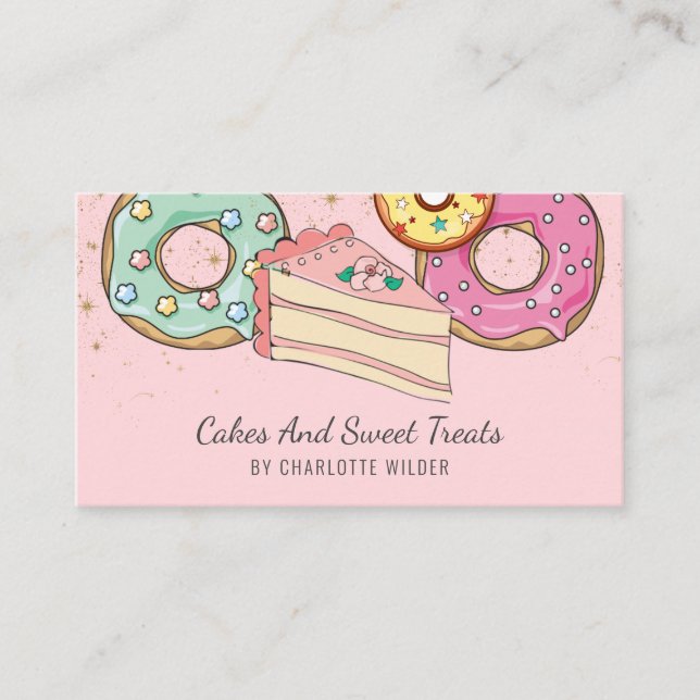 Bakery Pastry Chef Colorful Desserts Pink Business Card (Front)