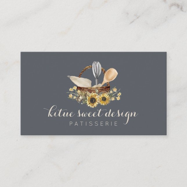 Bakery Pastry chef Cooking Dark blue gray Business Card (Front)