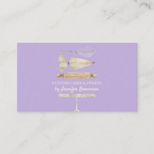 Bakery Pastry Chef Creative Cake purple Business Card