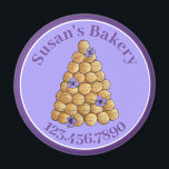 Bakery Pastry Chef Croquembouche Wedding Cake Food Magnet<br><div class="desc">Design features an original marker illustration of a croquembouche, a traditional French wedding cake made with choux pastry buns (cream puffs), garnished with purple pansy flowers. Ideal for a wedding cake, bakery, French patisserie, wedding planner, or other bridal or wedding related business. Just customize with your information. Don't see what...</div>