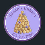 Bakery Pastry Chef Croquembouche Wedding Cake Food Magnet<br><div class="desc">Design features an original marker illustration of a croquembouche, a traditional French wedding cake made with choux pastry buns (cream puffs), garnished with purple pansy flowers. Ideal for a wedding cake, bakery, French patisserie, wedding planner, or other bridal or wedding related business. Just customize with your information. Don't see what...</div>