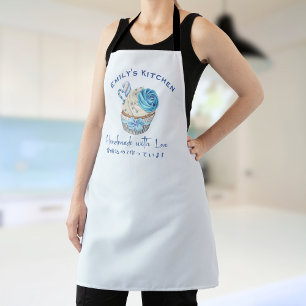 Bakery Pastry Chef Cupcake Blue Watercolor Baking Apron
