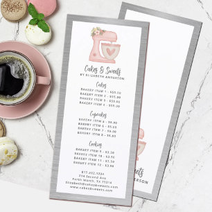 Bakery Pastry Chef Dessert Menu Price List