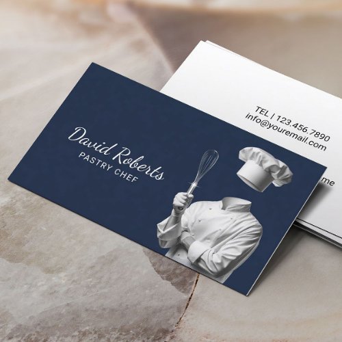 Bakery Pastry Chef Elegant Navy Blue Professional Business Card