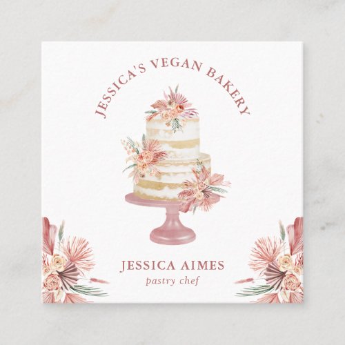 Bakery Pastry Chef Floral Cake Business Card