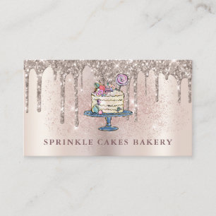Bakery Pastry Chef Glitter Drips Champagne Business Card