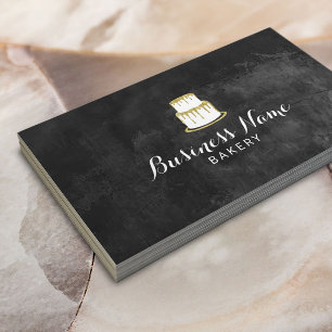 Bakery Pastry Chef Gold Dripping Cake Chalkboard Business Card
