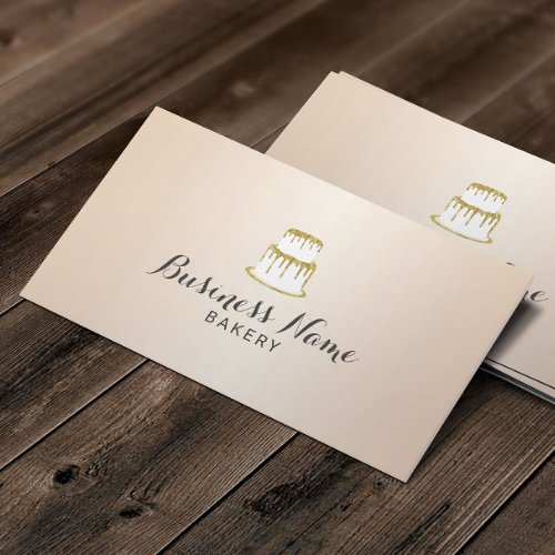 Bakery Pastry Chef Gold Dripping Cake Ivory Business Card