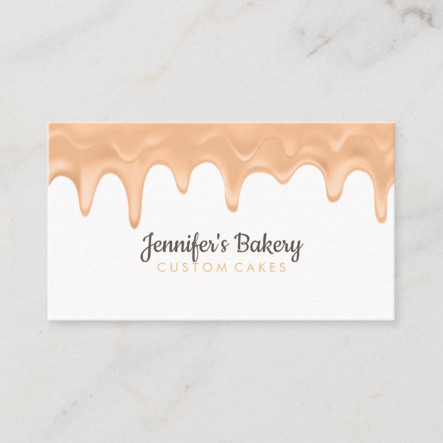 Bakery Pastry Chef Modern Cake Cream Drips Business Card (Front)