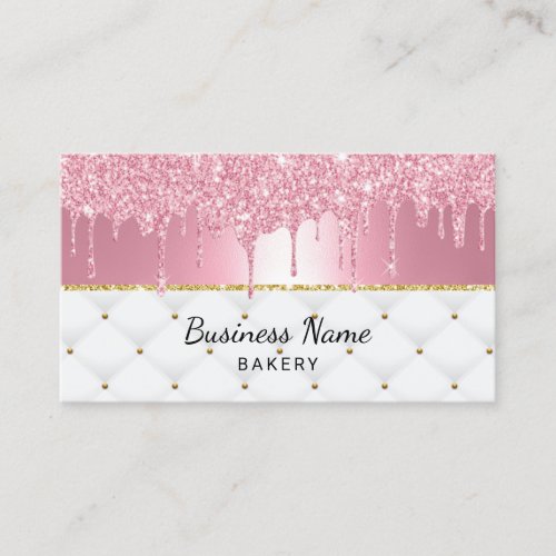 Bakery Pastry Chef Modern Pink Glitter Drips Lux Business Card