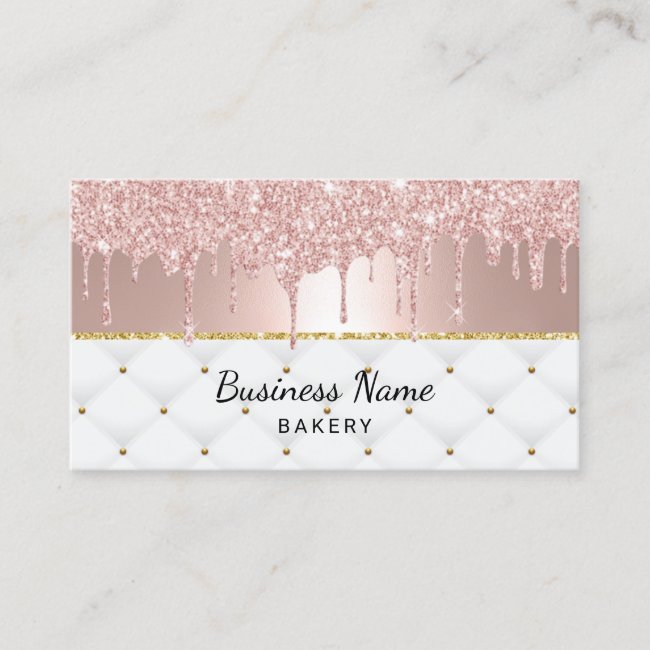 Bakery Pastry Chef Modern Rose Gold Drips #2 Business Card