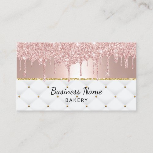 Bakery Pastry Chef Modern Rose Gold Drips 2 Business Card