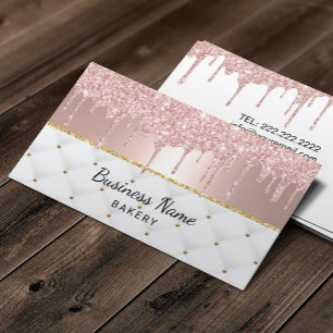 Bakery Pastry Chef Modern Rose Gold Drips #2 Business Card