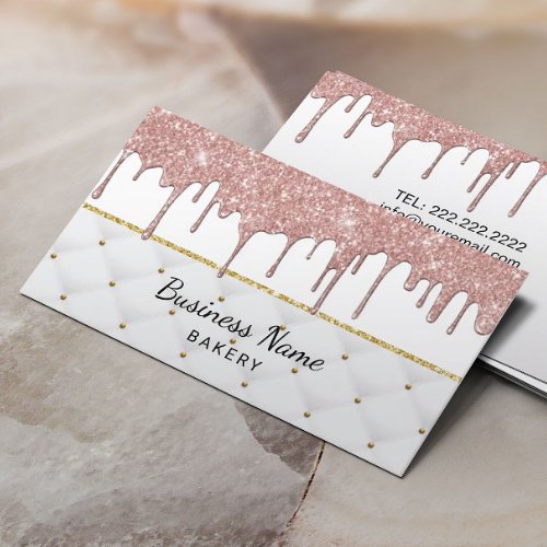 Bakery Pastry Chef Modern Rose Gold Drips Business Card