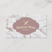 Bakery Pastry Chef Modern Rose Gold Marble Business Card (Front)