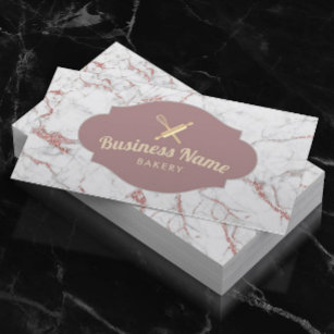 Bakery Pastry Chef Modern Rose Gold Marble Business Card