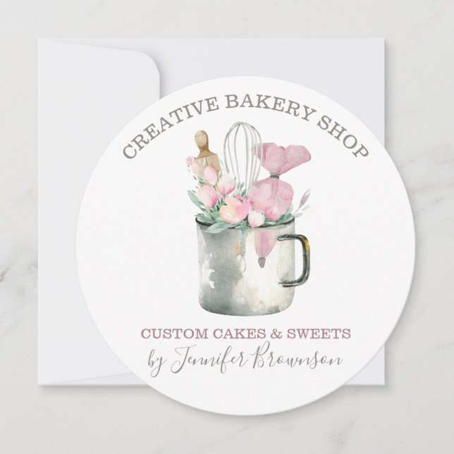 Bakery Pastry Chef mug Boho chic flower patisserie Invitation (Front)