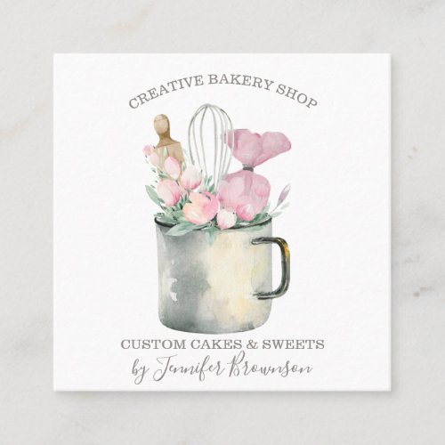 Bakery Pastry Chef mug Boho chic Square Business Card