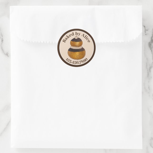 Bakery Pastry Chef Patisserie Religieuse Choux Bun Classic Round Sticker (Bag)